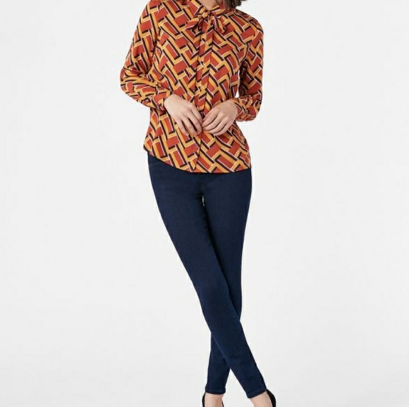 Nwt Just Fab 2x Retro bow top blouse long sleeve - Picture 3 of 4